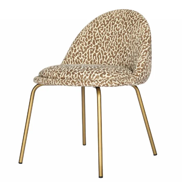 Pair of Lanta Upholstered Dining Chairs Antique Gold, Beige