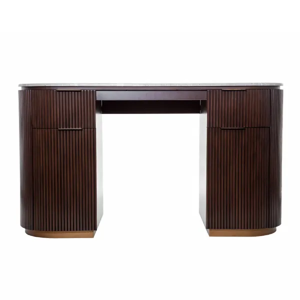 Whitwell Writing Desk Antique Brass, Brown, Grey