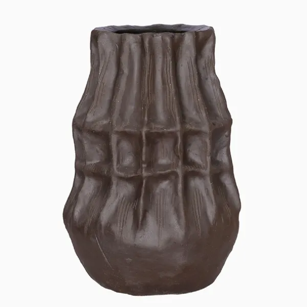 Kova Brown Textured Ceramic Tall Vase