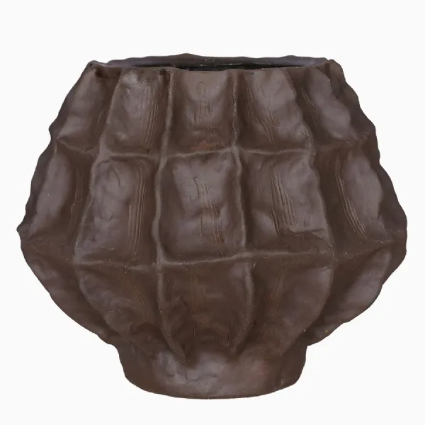 Kova Brown Textured Ceramic Round Vase