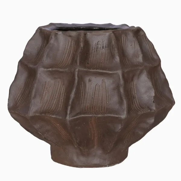 Kova Brown Textured Ceramic Squat Vase