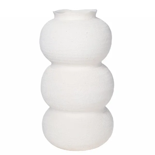 Rhea White Textured Ceramic Triple Bulb Vase Large