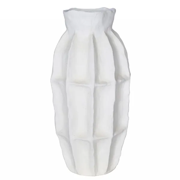 Kova White Textured Ceramic Slim Vase Large