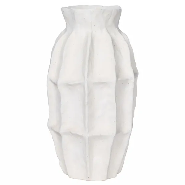 Kova White Textured Ceramic Slim Vase Small