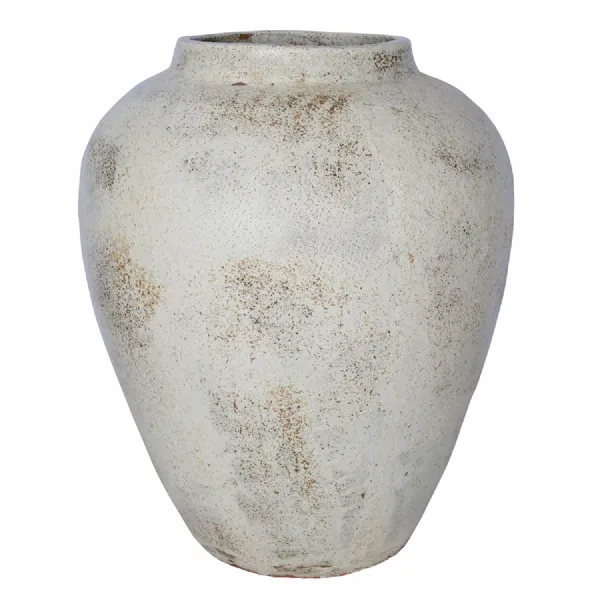 Marnel White Textured Ceramic Oversized Planter