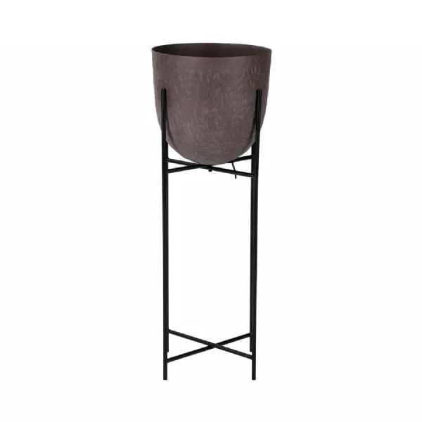 Samui Brown Stonewash Planter on Stand Tall 73cm