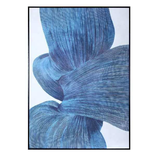 Indigo Flow Form Textured Framed Canvas Wall Art 100x140cm