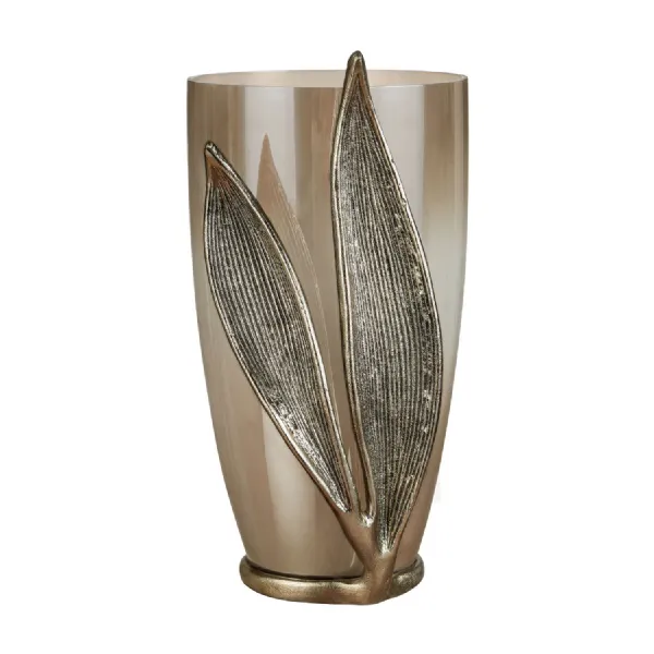 Folia Ombre Glass Vase With Antique Gold Leaf