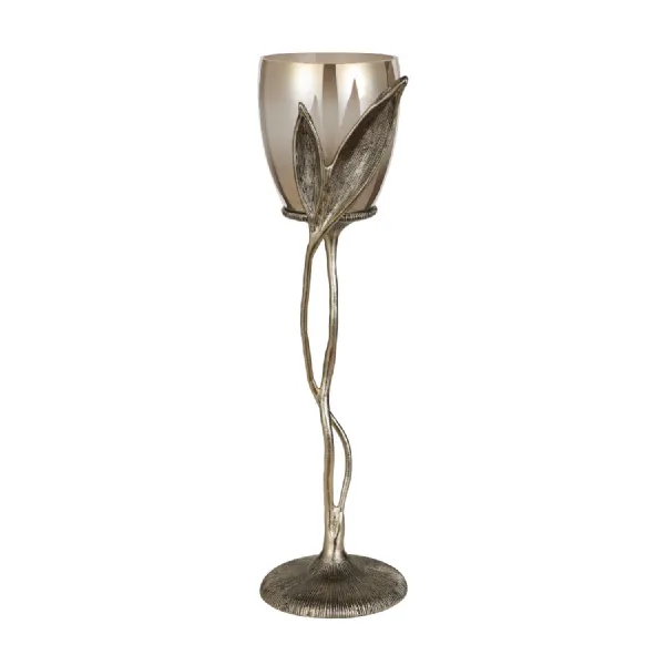 Folia Ombre Glass Hurricane With Antique Gold Leaf 70cm