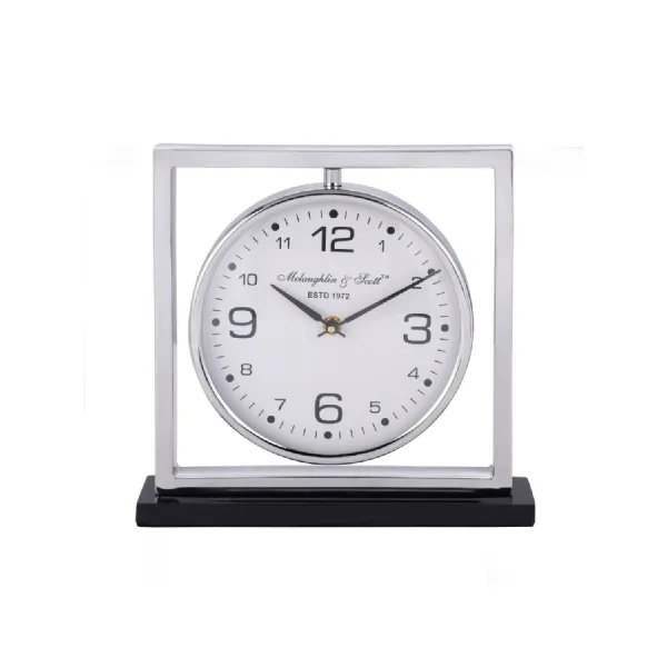 Tollington Nickel And Granite Square Mantel Clock