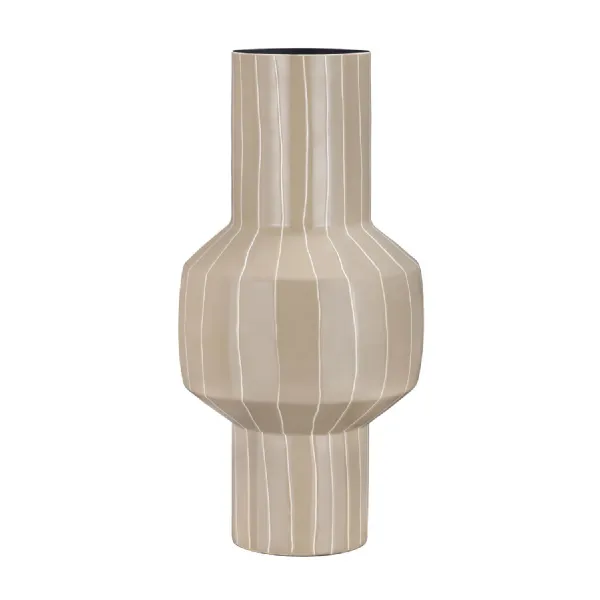 Alvera Beige Stripe Enamel Vase 38cm