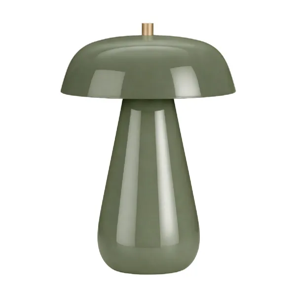 Orvelle Green Gloss Dome Table Lamp With Shade