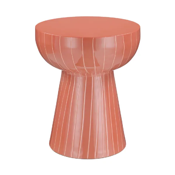 Alvera Coral Stripe Enamel Side Table 42 Cm